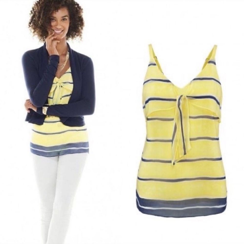 CAbi 5207 Rivera Lights Knot Spaghetti
Strap Tank in Nautical Navy Women’s SZ M